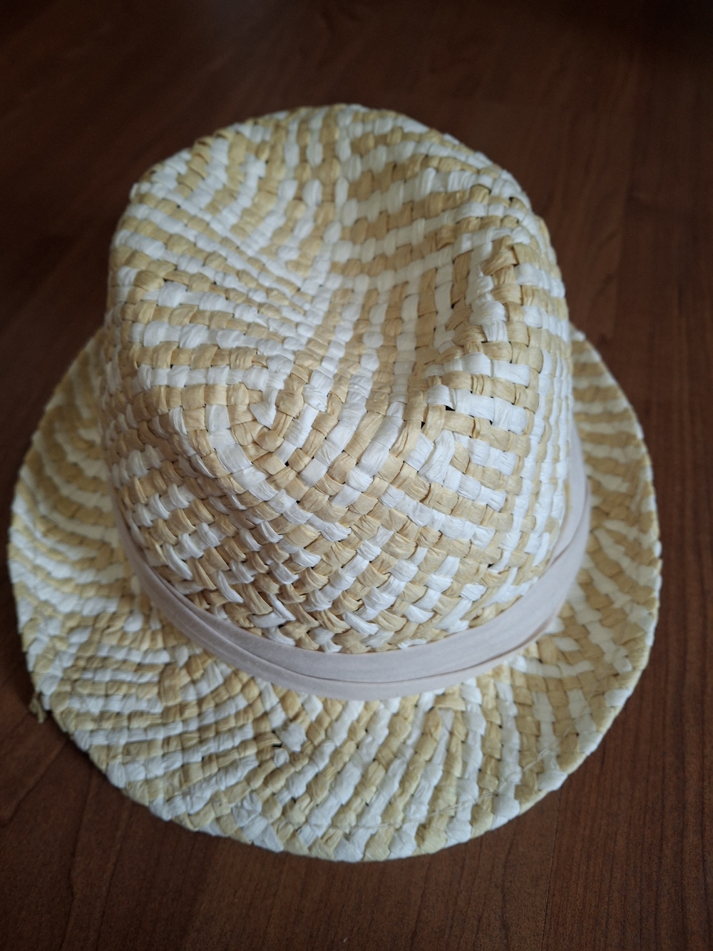 Laundry by Shelli Segal Woven Paper Fedora Hat Tan White One